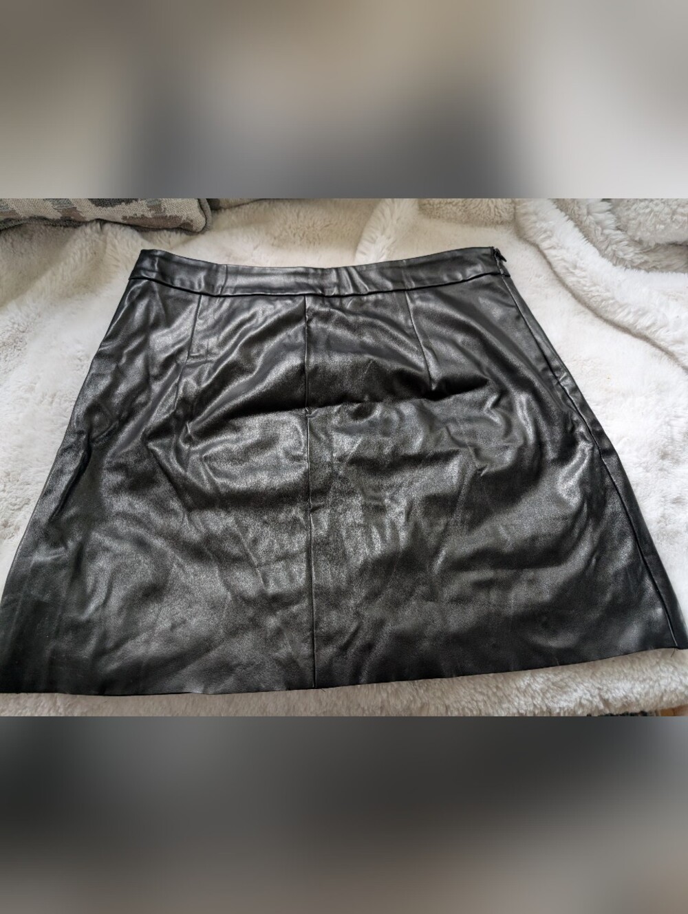 Black Faux Leather A-Line Women's Skirt